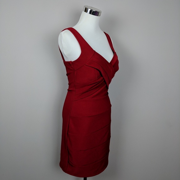 SOLD Red Bodycon Short Social Party Dress S - Picture 2 of 5